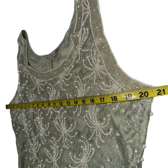 Scala Couture Vintage 80s Beaded Seafoam Green Cocktail Dress Sz XXL - Picture 9 of 15